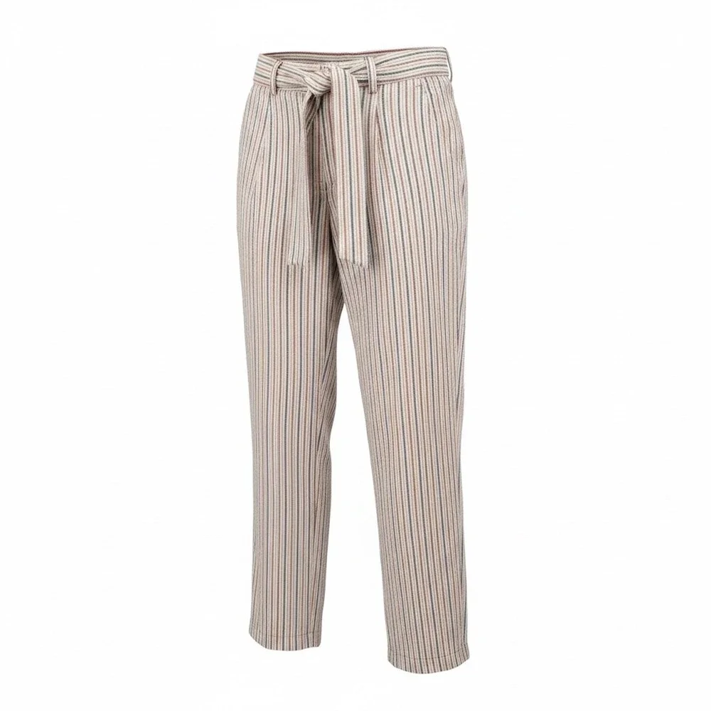 Banana Republic Avery Striped Ankle Pants Red Navy White Tie Waist Womens 0